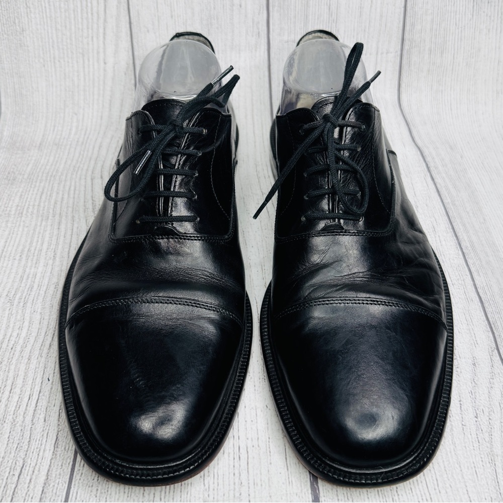 Sandro Moscoloni Men's Cap Toe Dress Shoes Size 10 Leather Black - Picture 1 of 6